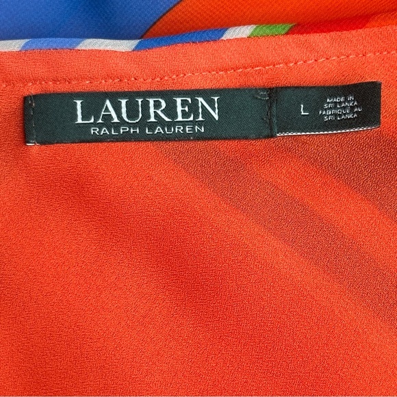 Lauren Ralph Lauren Faux Wrap Striped Midi Skirt Orange Multicolor Size Large - Picture 5 of 9
